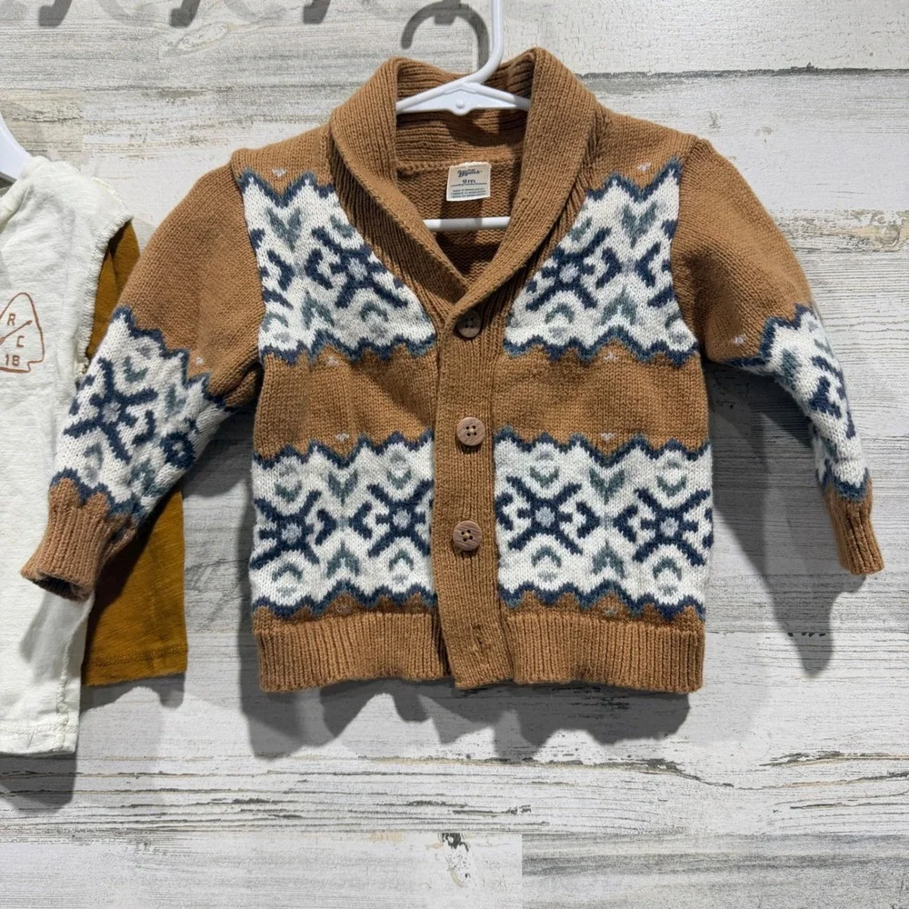 Rylee + Cru Cat&Jack Osh Kosh Baby Boy 3-12m Brown Cream Bundle Nordic Boho GUC*